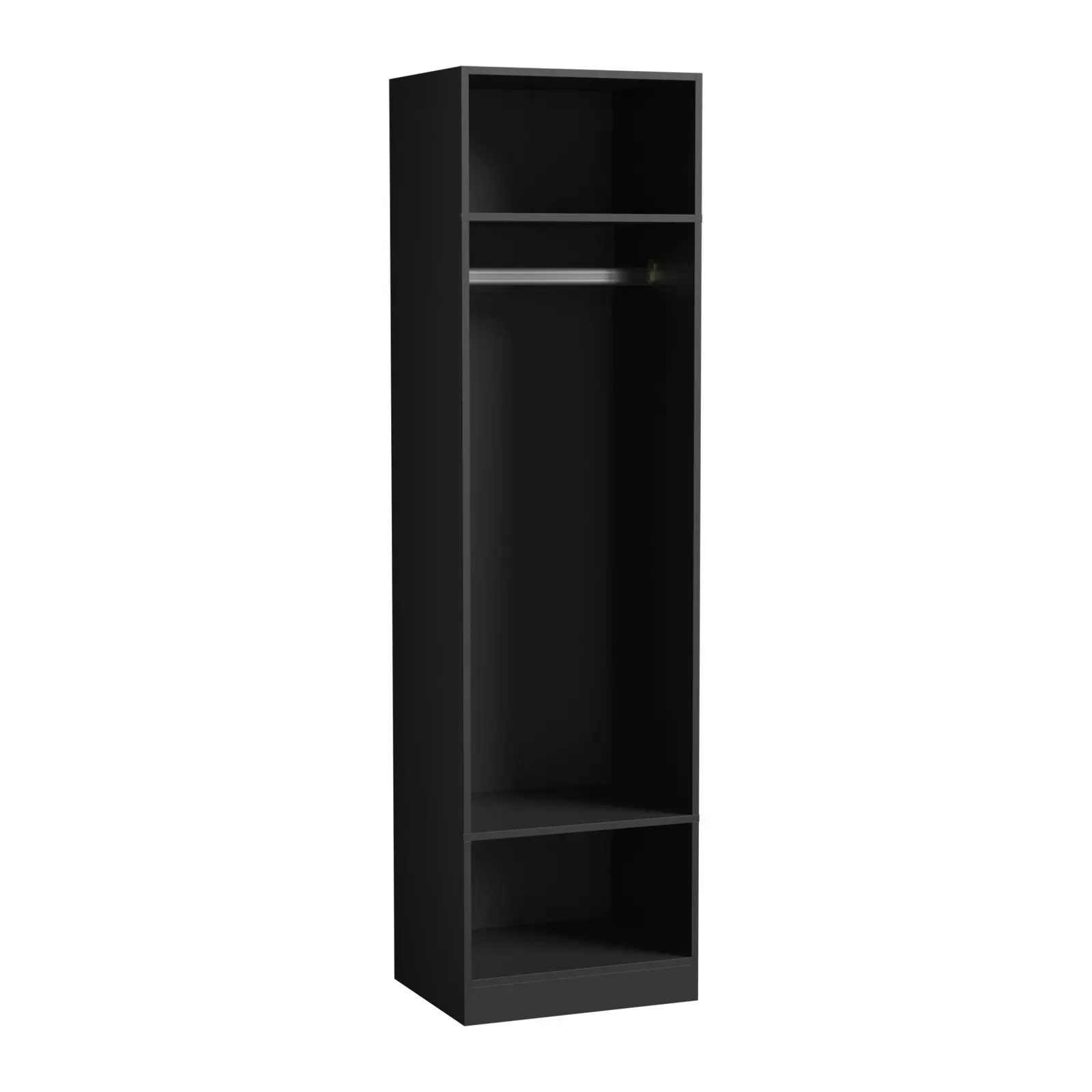 Oikiture Open Wardrobe Shelf Unit Clothes Storage 3 Shelves Hanging Rail Black