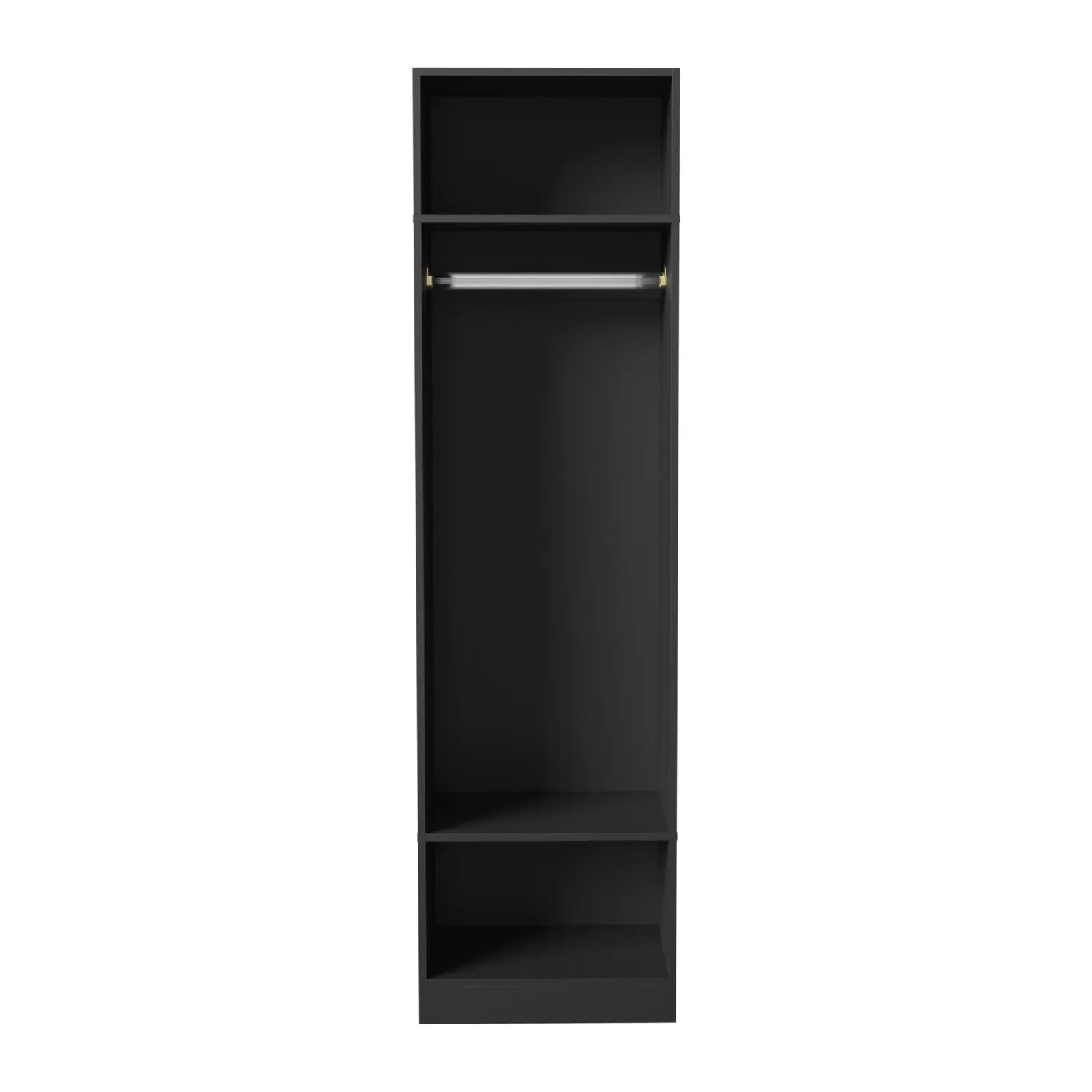 Oikiture Open Wardrobe Shelf Unit Clothes Storage 3 Shelves Hanging Rail Black