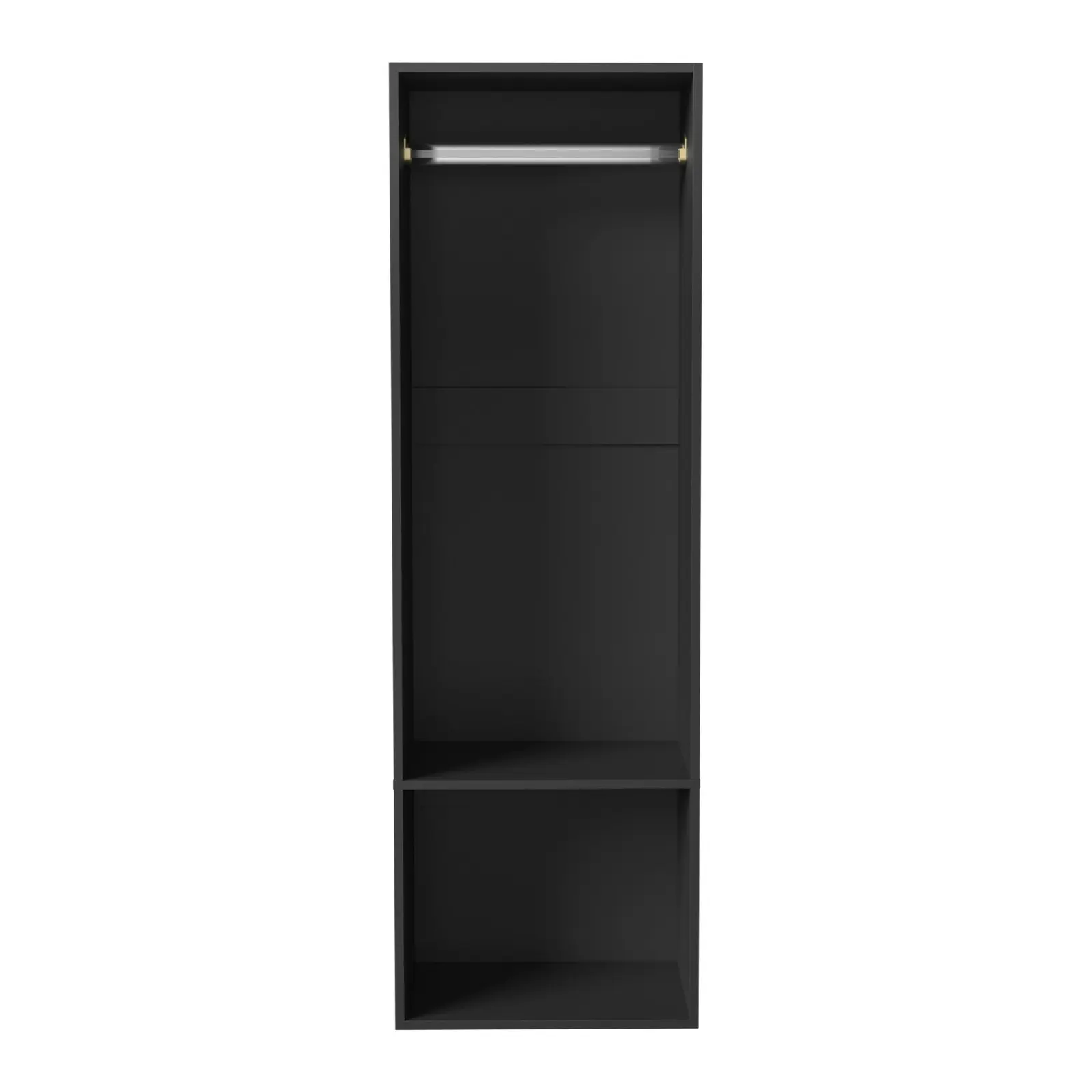 Oikiture Open Wardrobe Shelf Unit Clothes Storage 2 Shelves Hanging Rail Black