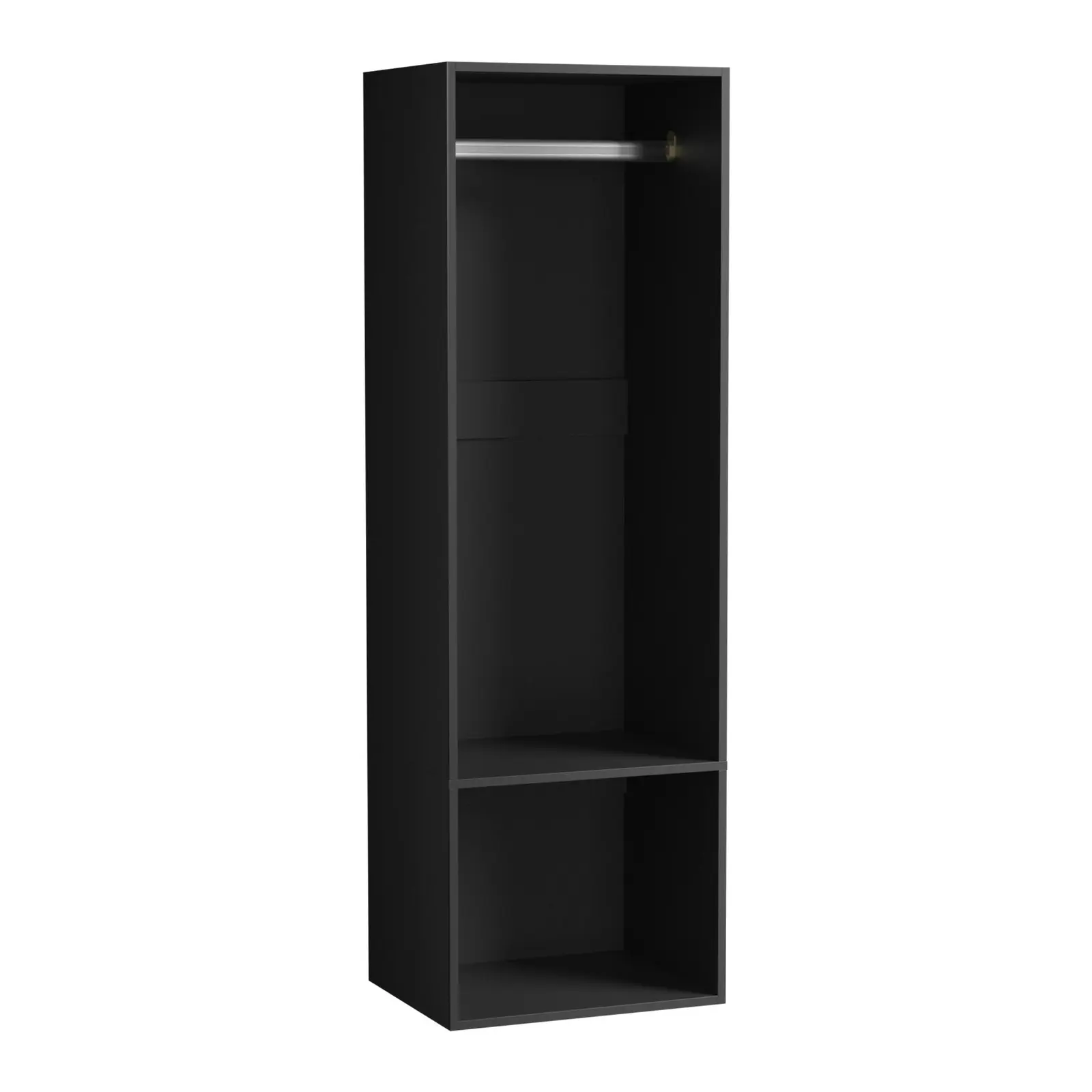 Oikiture Open Wardrobe Shelf Unit Clothes Storage 2 Shelves Hanging Rail Black