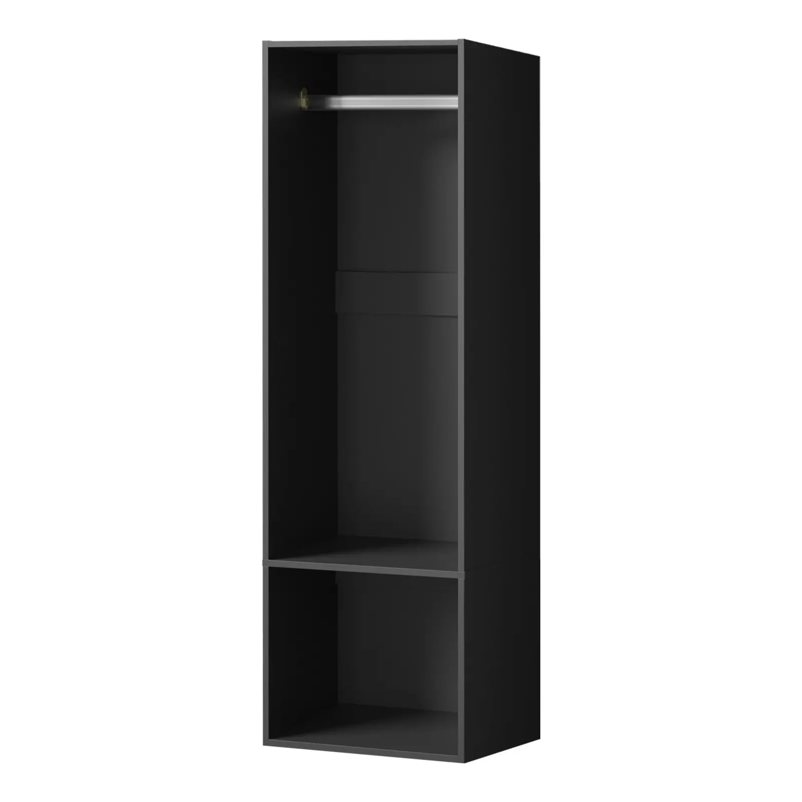 Oikiture Open Wardrobe Shelf Unit Clothes Storage 2 Shelves Hanging Rail Black