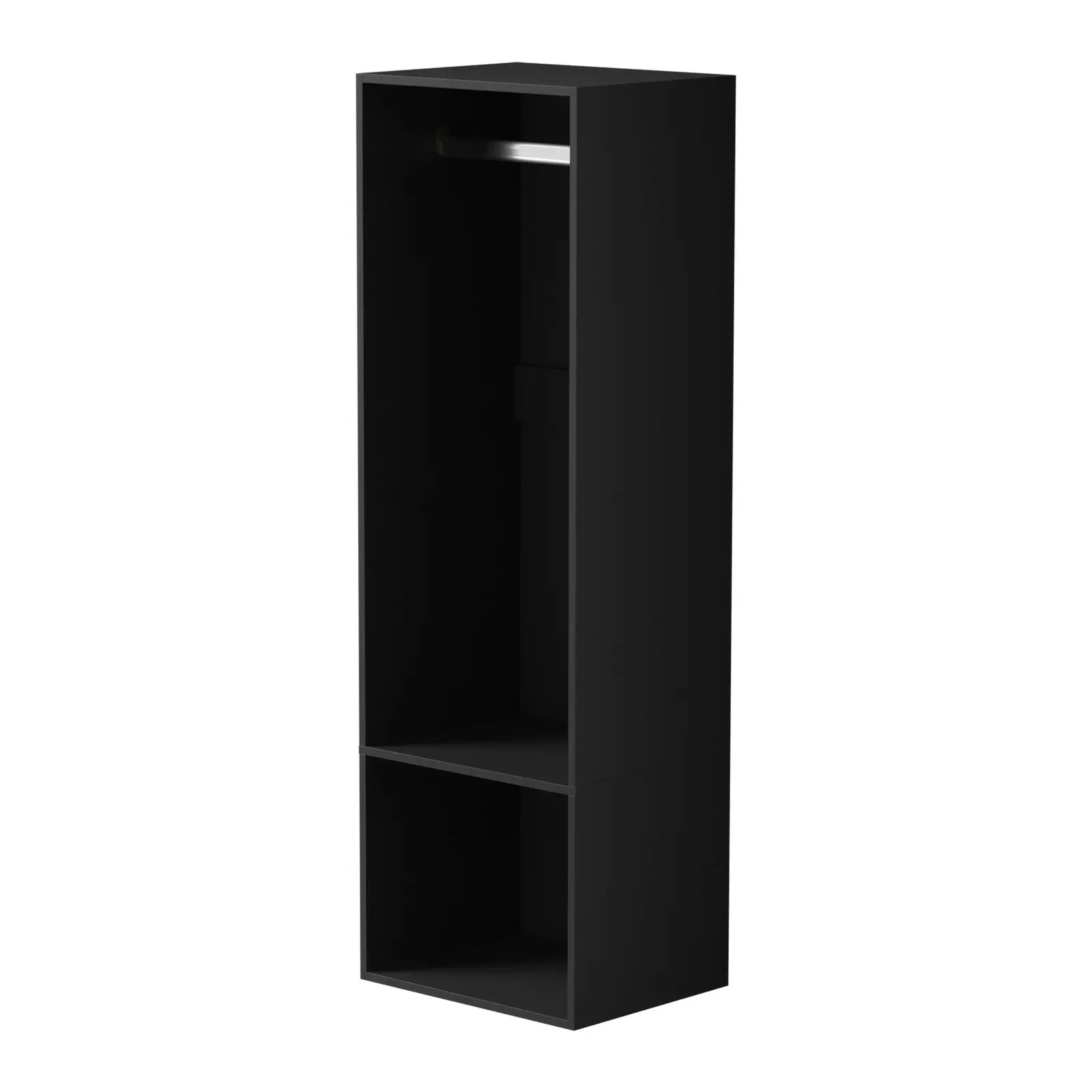 Oikiture Open Wardrobe Shelf Unit Clothes Storage 2 Shelves Hanging Rail Black