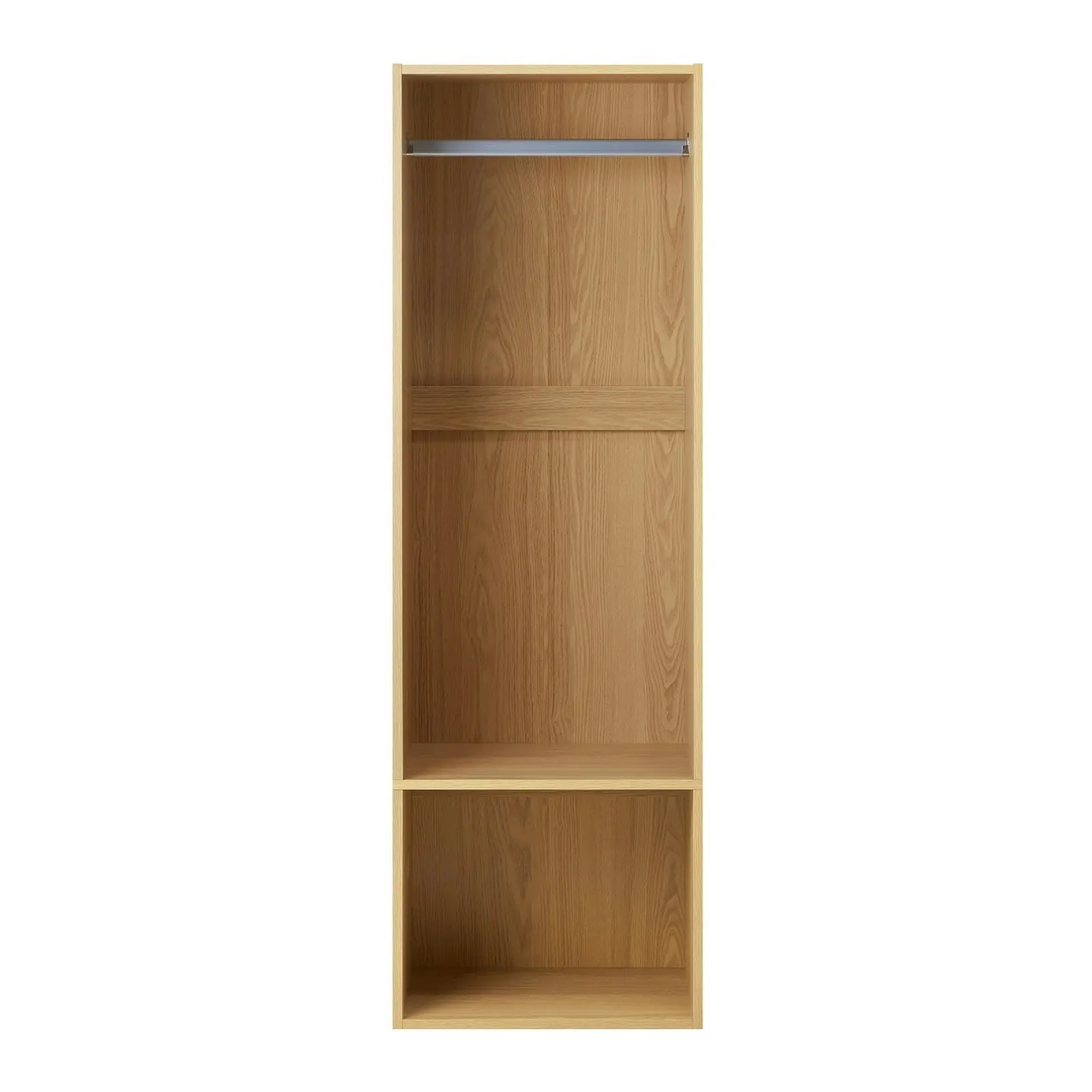 Oikiture Open Wardrobe Shelf Unit Clothes Storage 2 Shelves Hanging Rail Natural