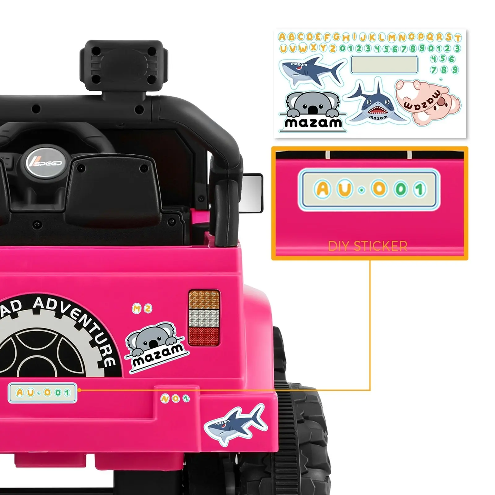 Mazam Kids Ride On Cars Remote Control 12V Electric Toy Jeep Horn Music Car Pink