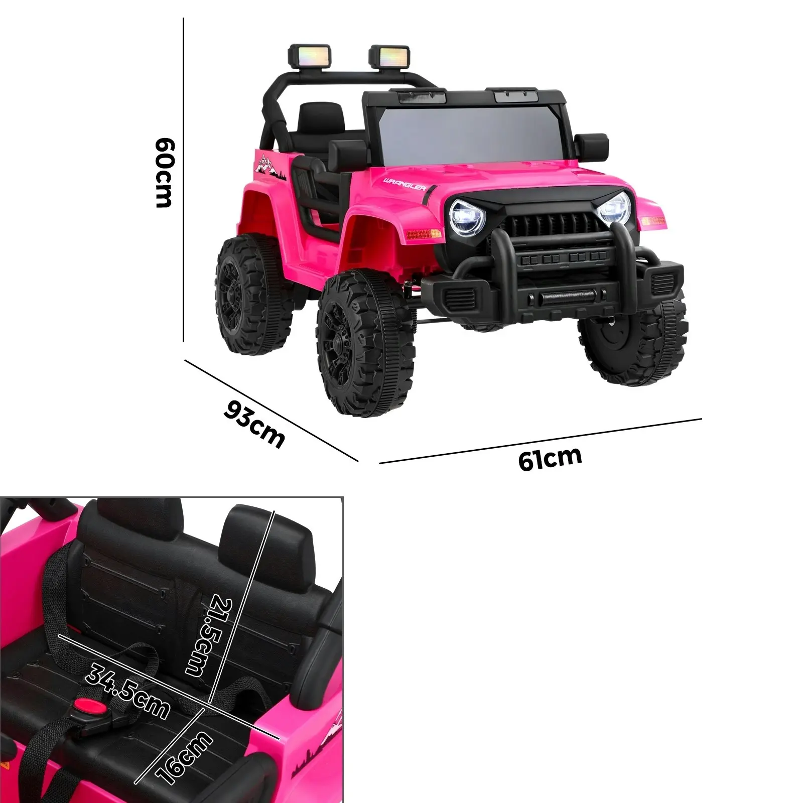 Mazam Kids Ride On Cars Remote Control 12V Electric Toy Jeep Horn Music Car Pink