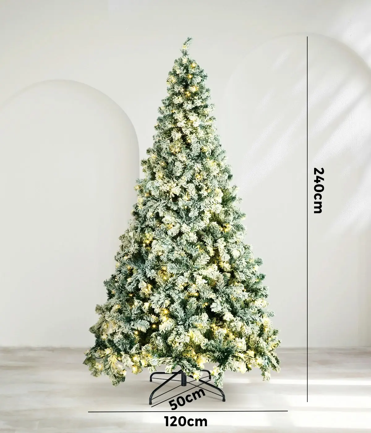 Mazam LED Christmas Tree 2.4M 8FT Xmas Trees White Snow Flocked Decorations