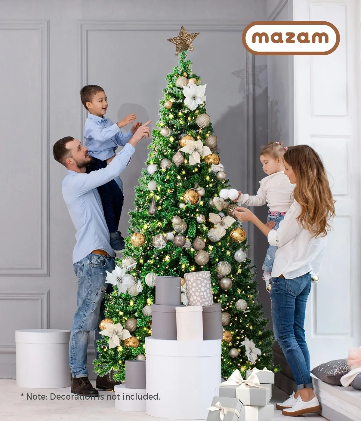 Mazam LED Christmas Tree 1.8M 6FT Xmas Trees Decorations Green 800 Tips