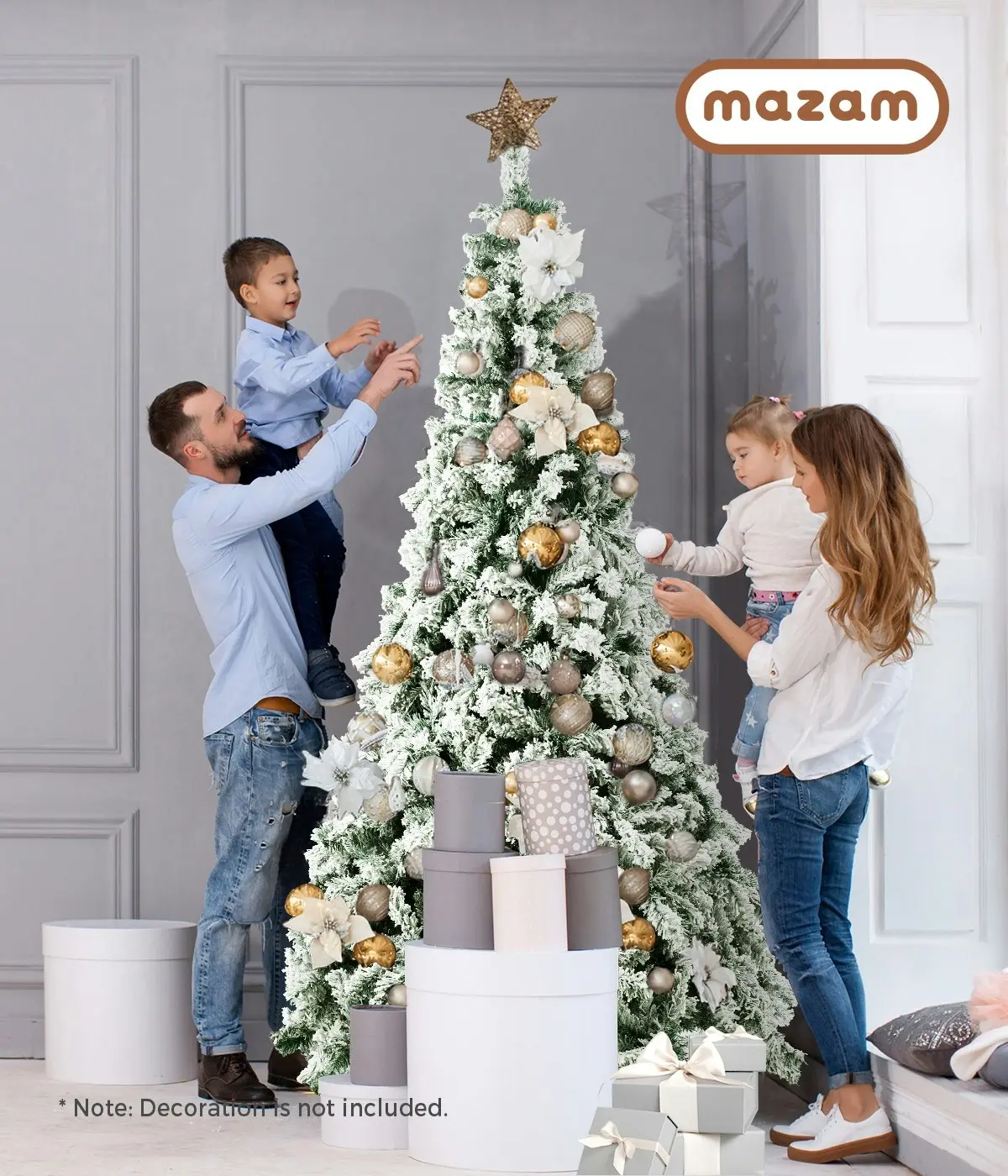 Mazam Christmas Tree 2.1M 7FT Xmas Trees Decorations White Snow Flocked 900 Tips