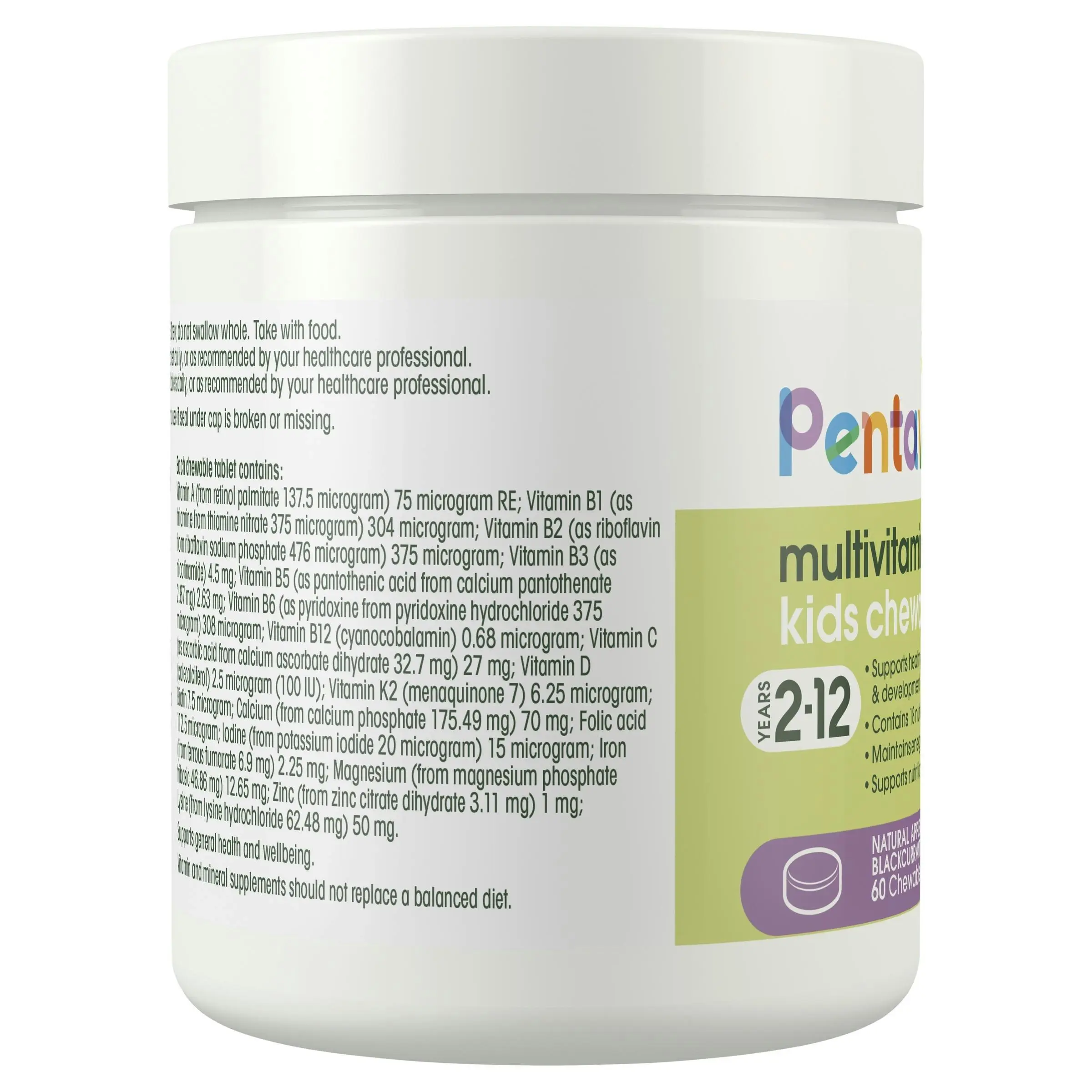 Pentavite Multivitamin + Iron Kids Chewables 60 Chewable Tablets