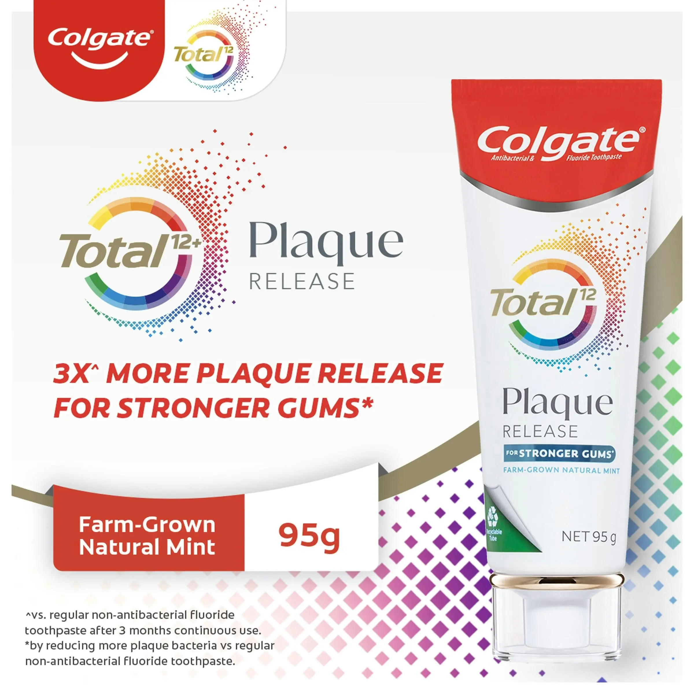 Colgate Toothpaste Total Plaque Release Farm-Grown Mint 95g