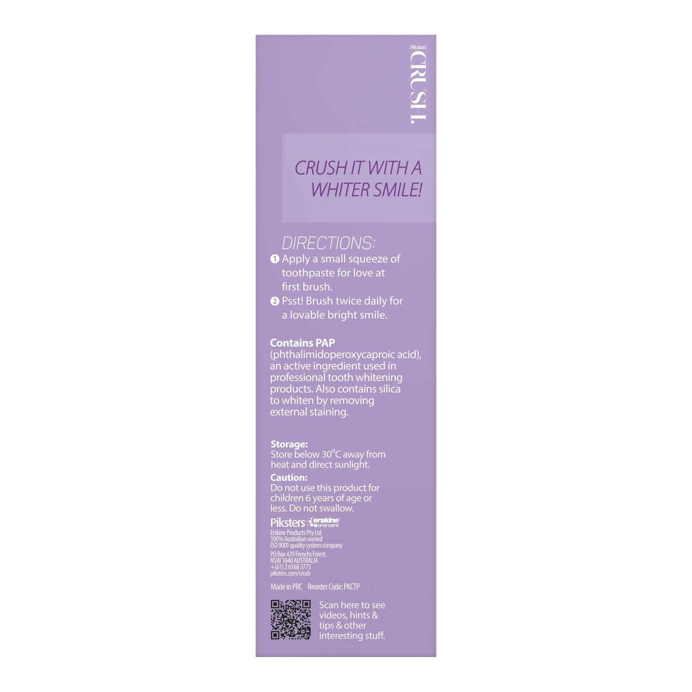 Piksters Crush Whitening Toothpaste Passionfruit 96g