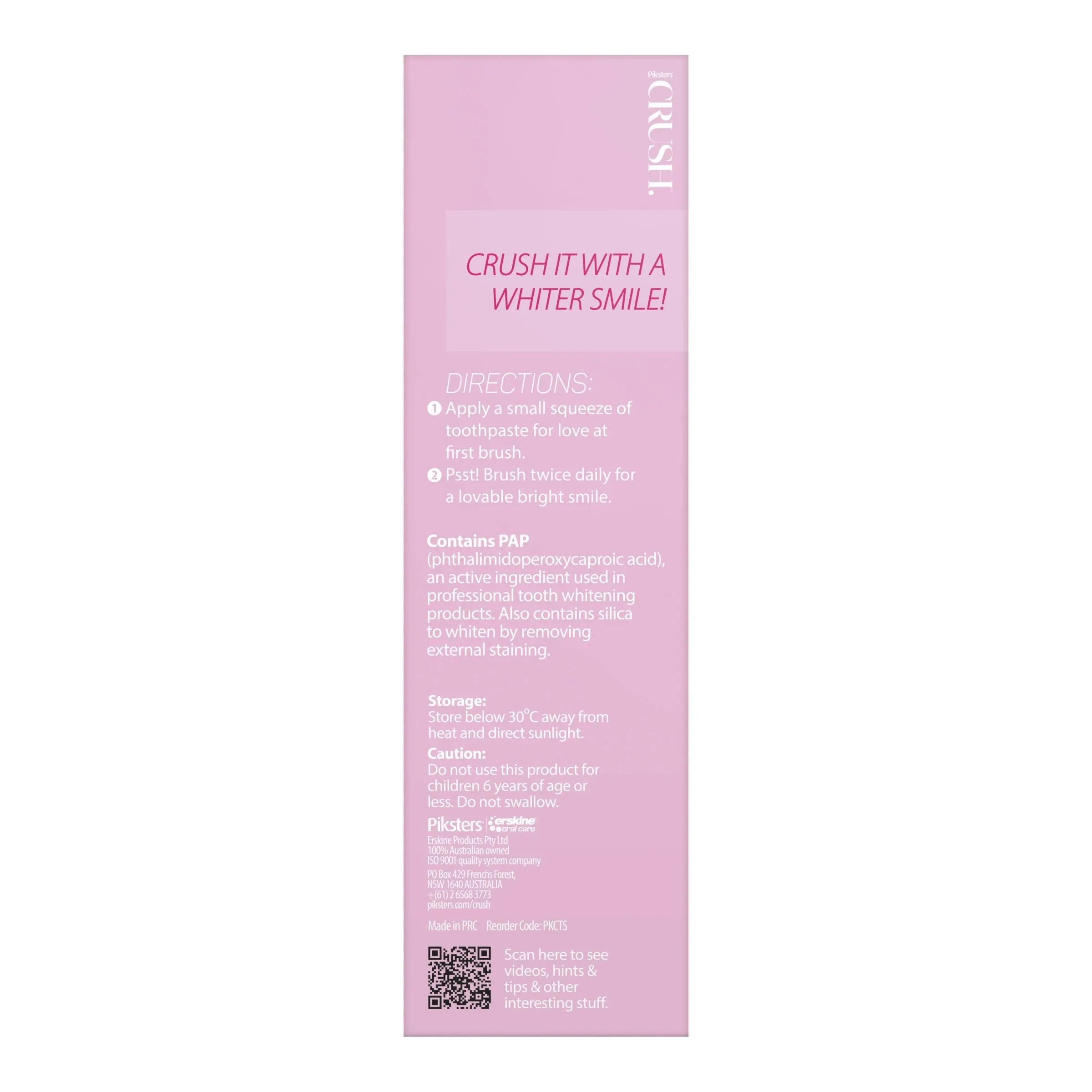 Piksters Crush Whitening Toothpaste Strawberry 96g