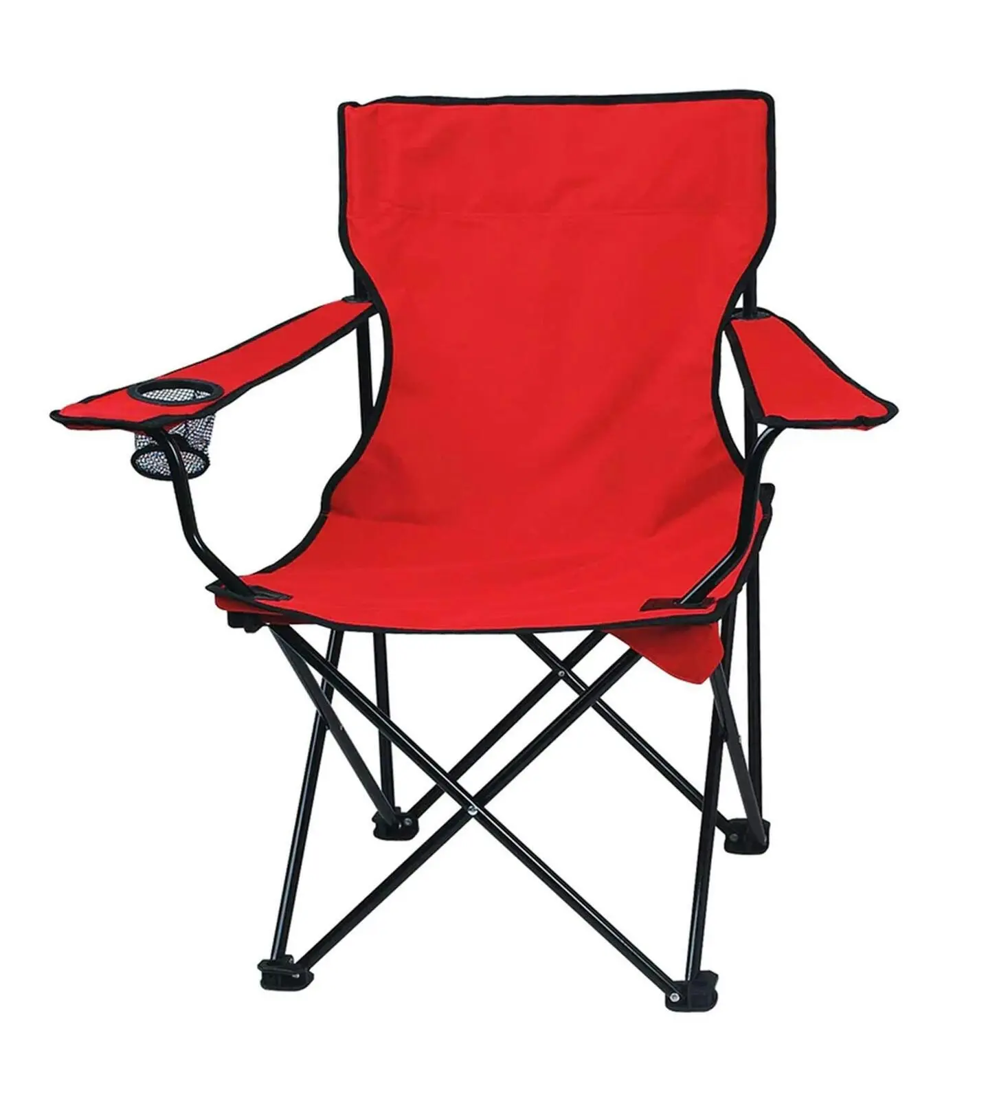 Portable Folding Camping Beach Chair with Arm Rest Cup Holder & Storage Bag (Red)