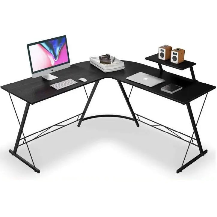 Premium Executive Corner Desk Professional Double Workstation (Black)