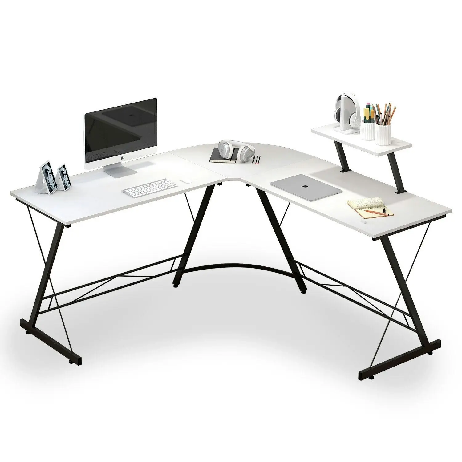 Premium Executive Corner Desk Professional Double Workstation (White)