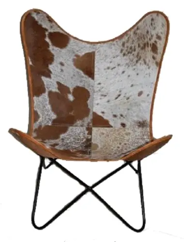 Genuine Hide Butterfly Chair With Solid Welded Metal Frame