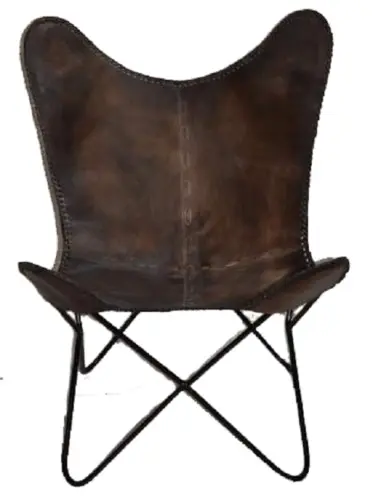 Boston Genuine Leather Butterfly Chair  Single Metal Frame Fully Welded .