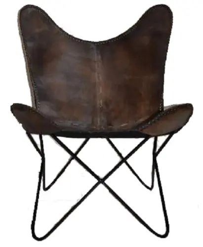 Boston Genuine Leather Butterfly Chair  Single Metal Frame Fully Welded .