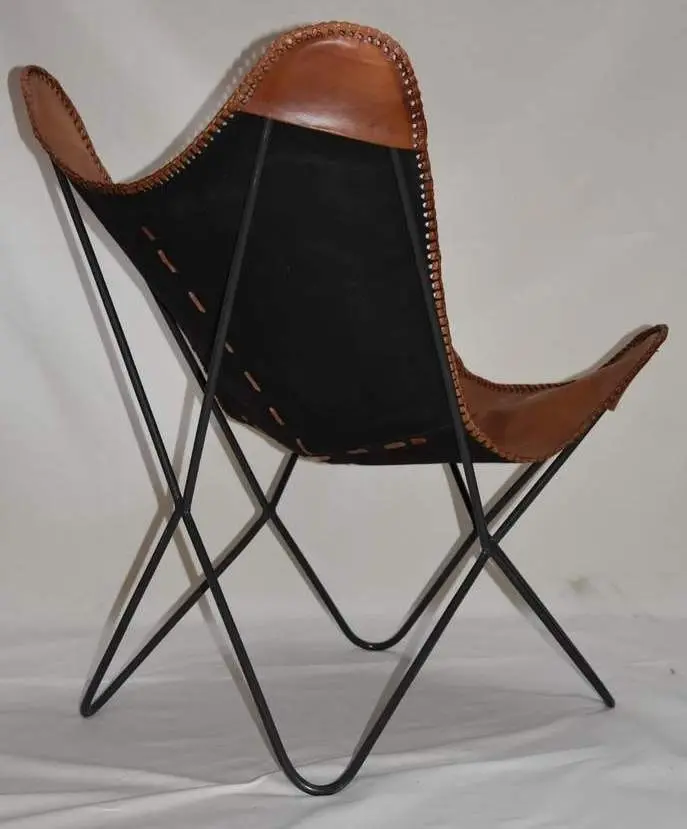 Flash Genuine Leather butterfly chair Solid Welded  Metal Frame