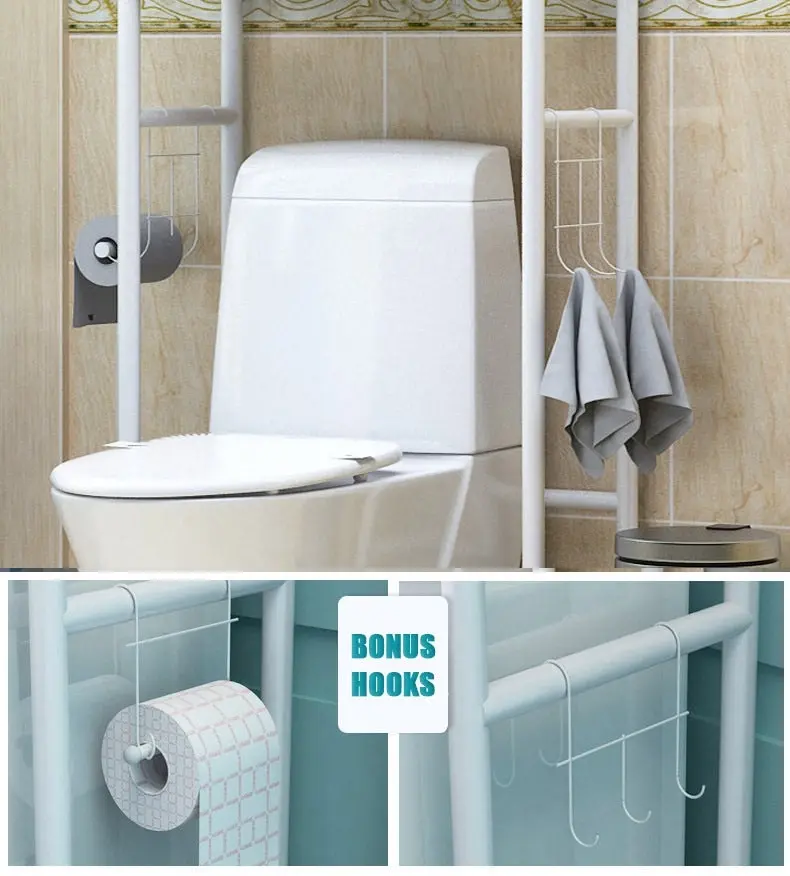 3 Tier Space-saving Bathroom Over Toilet Rack Storage Shelf Organizer