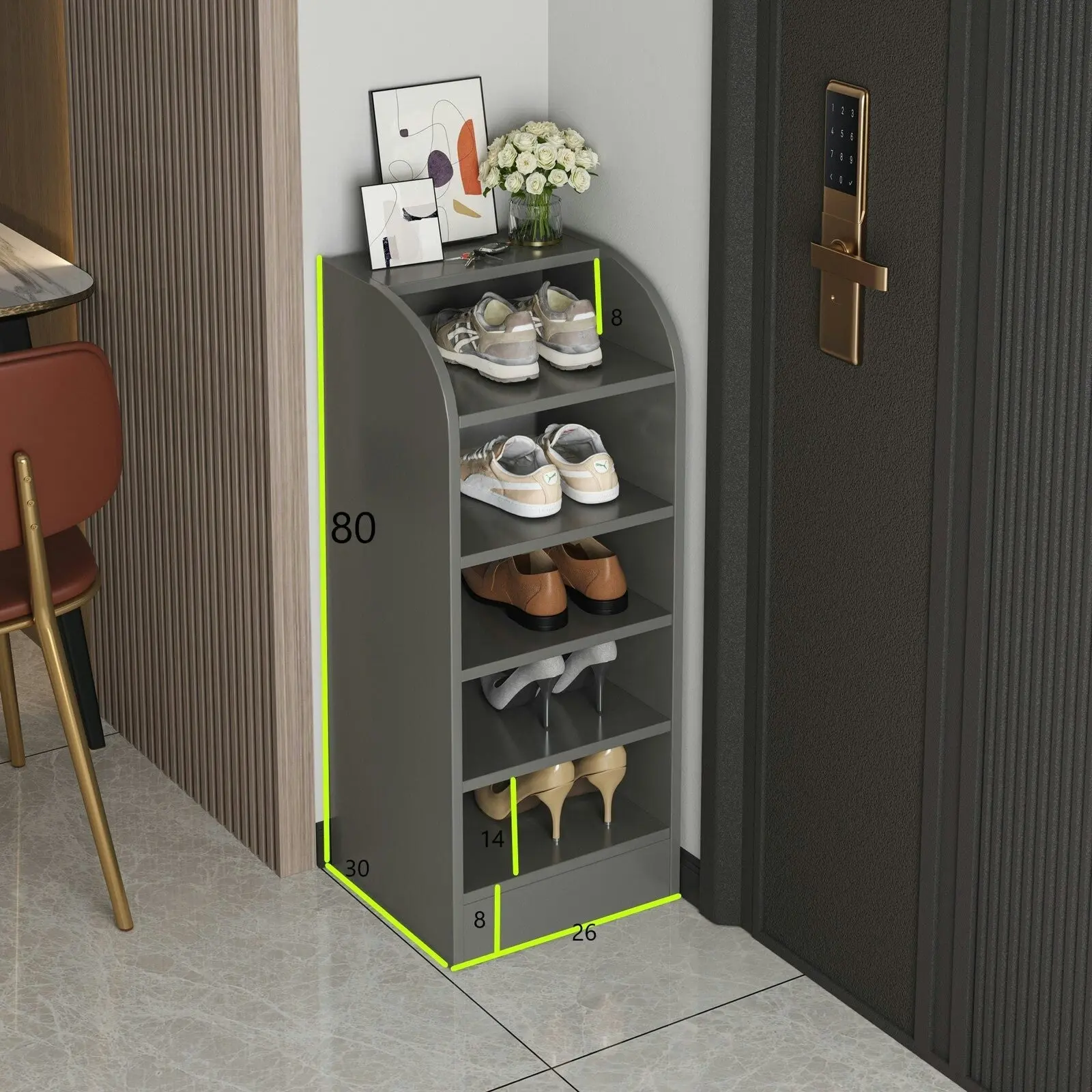 6-Tier Spacious Shoe Rack Footwear Storage Organizer Cabinet (Charcoal)