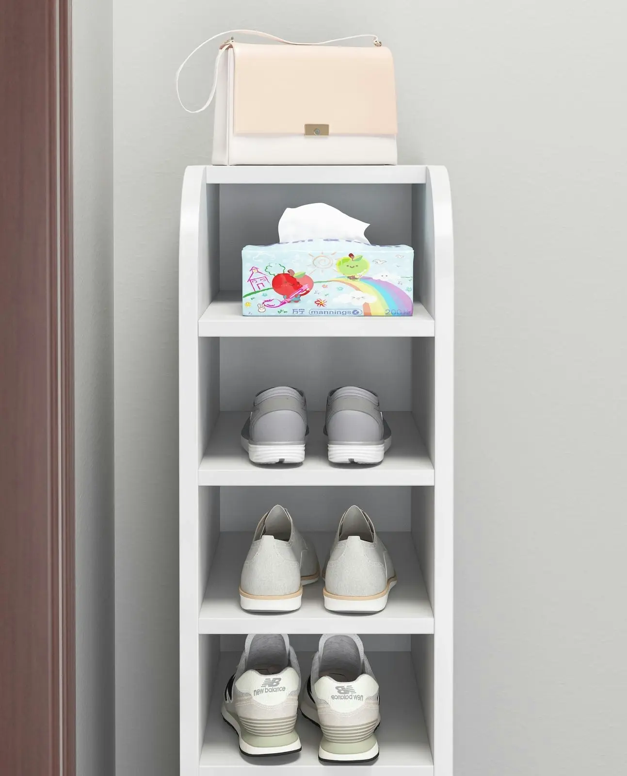 6-Tier Spacious Shoe Rack Wooden Storage Organizer Cabinet (White)