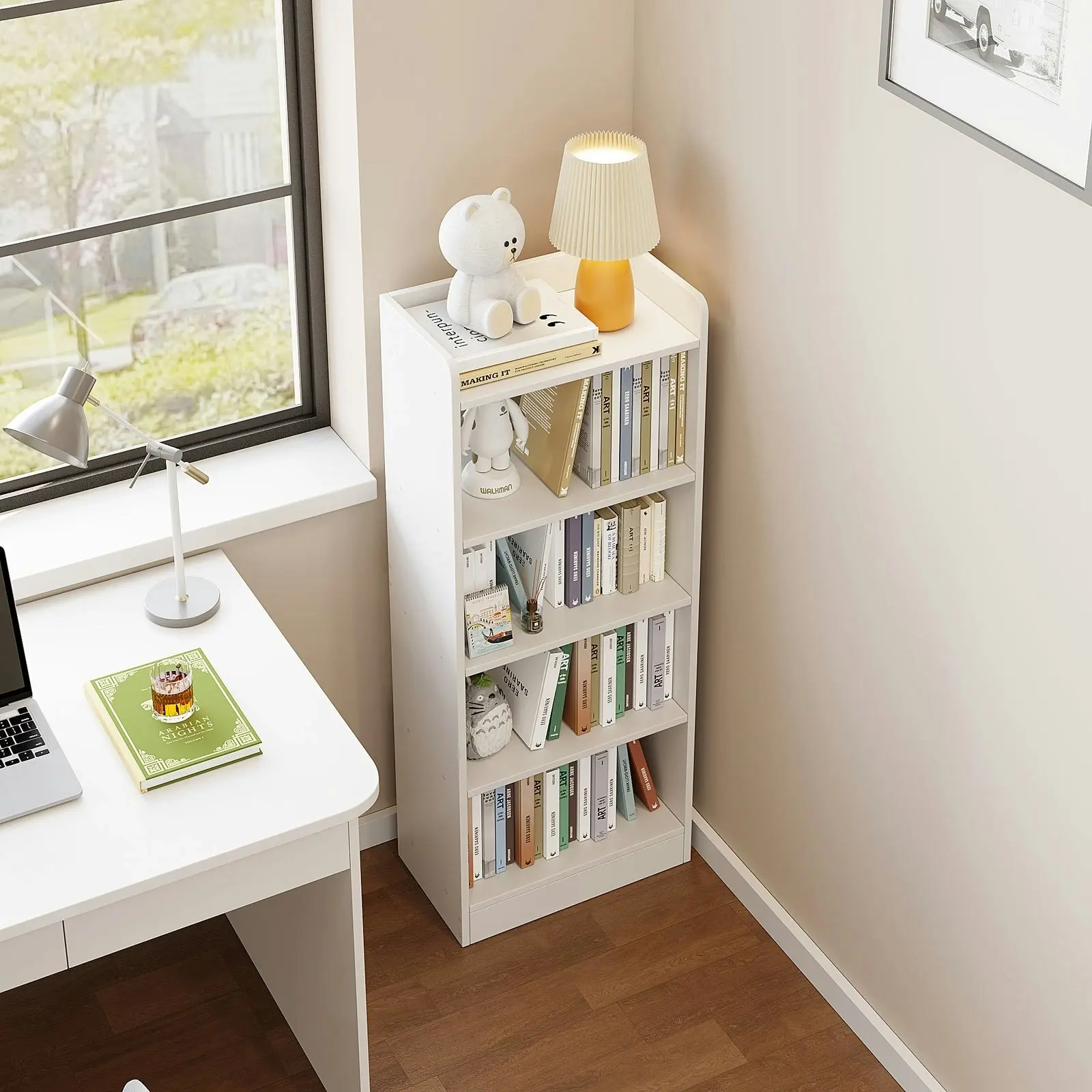 Essentia 4-Tier Storage Shelf Bookcase Shelving Unit Organizer (White)