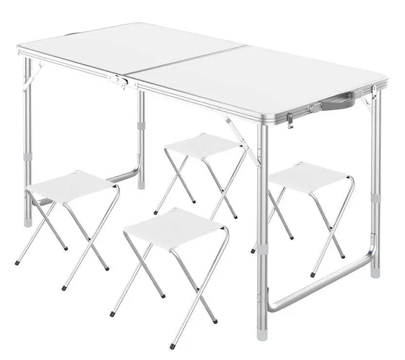 Outdoor Folding Table Adjustable Foldable 120cm (White)