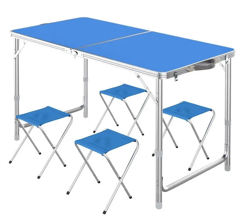 Outdoor Folding Table Adjustable Foldable 120cm (Blue)