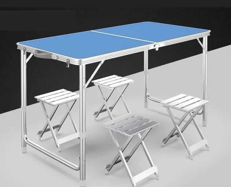 Outdoor Folding Table Adjustable Foldable 120cm (Blue)