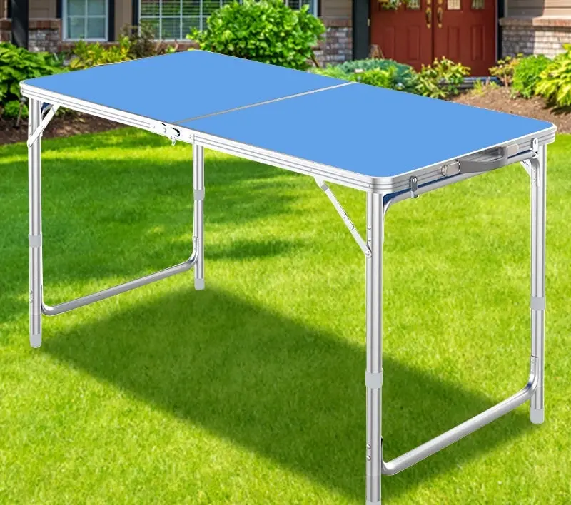 Outdoor Folding Table Adjustable Foldable 120cm (Blue)