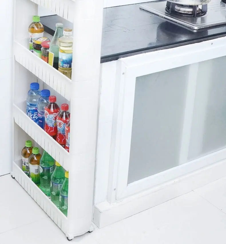 Smart Space 3 Level Side Bottle Storage Shelf with Wheels