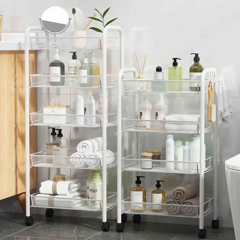 5 Tier Large Steel Multipurpose Storage Shelf Utility Cart Kitchen Trolley (White)