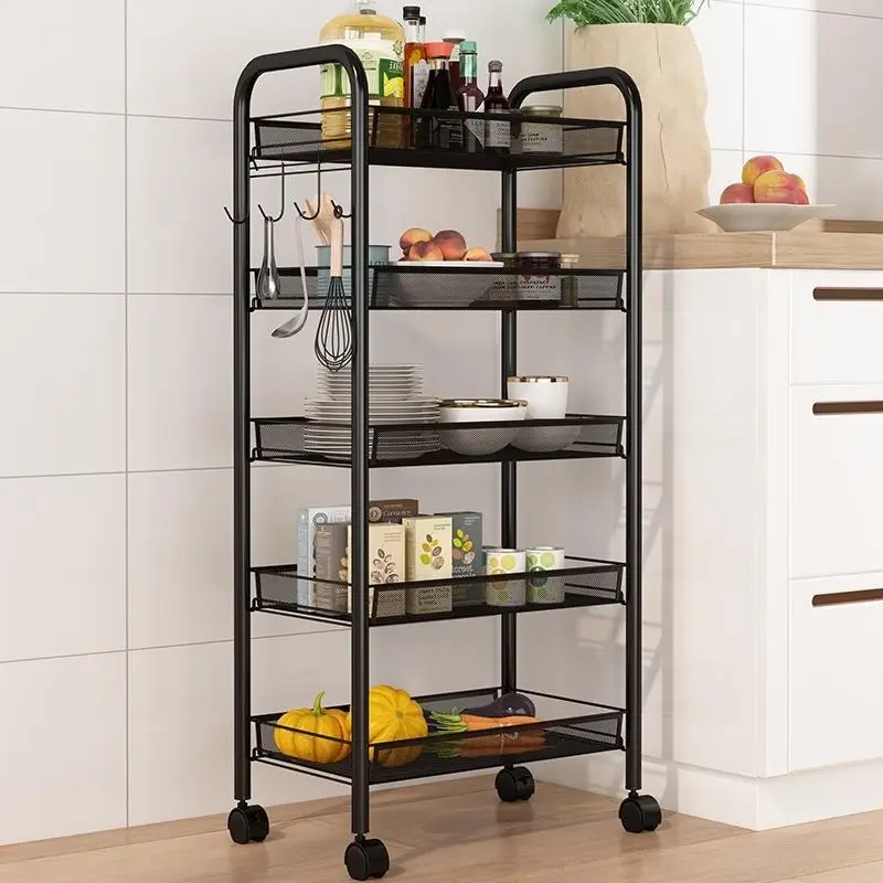 5 Tier Large Steel Multipurpose Storage Shelf Utility Cart Kitchen Trolley