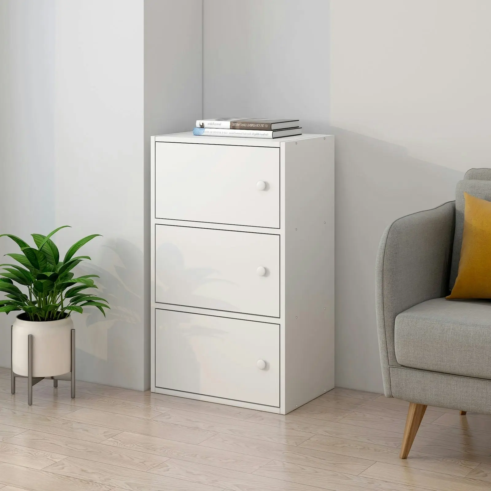 3-Tier Cascade Organizer Cabinet Chest of Drawers (White)