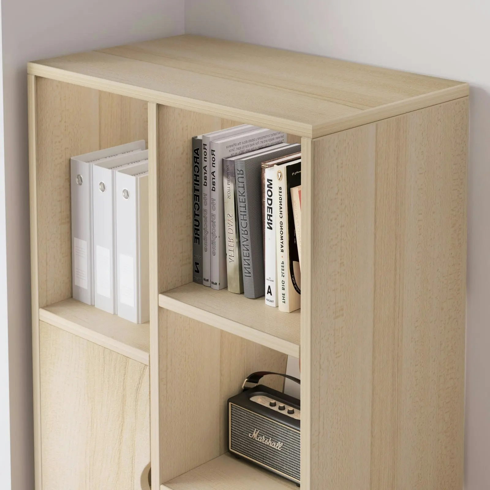 Aura Organizer Bookcase Storage Display Shelf Cabinet Closet (White Oak)