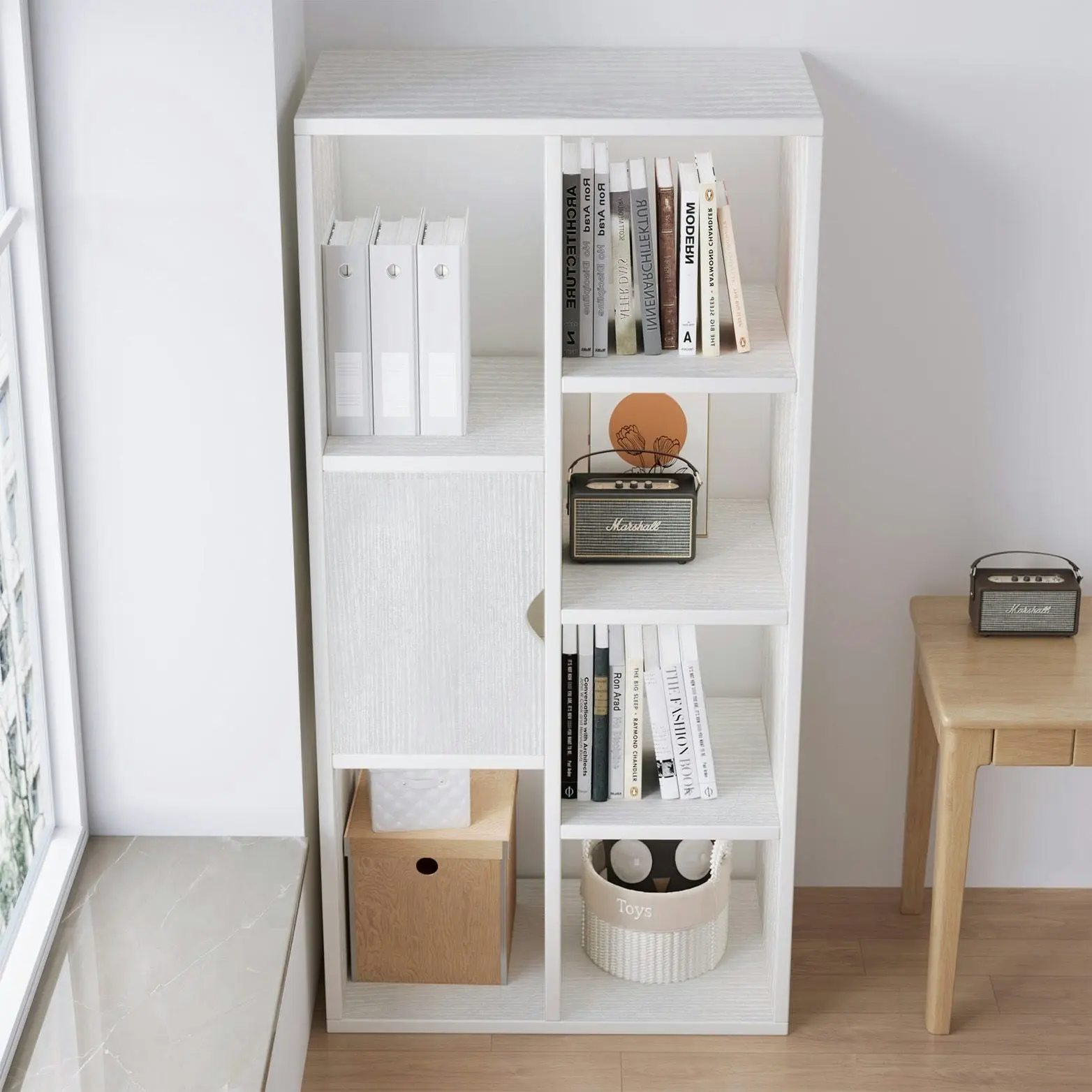 Aura Organizer Bookcase Storage Display Shelf Cabinet Closet (White)