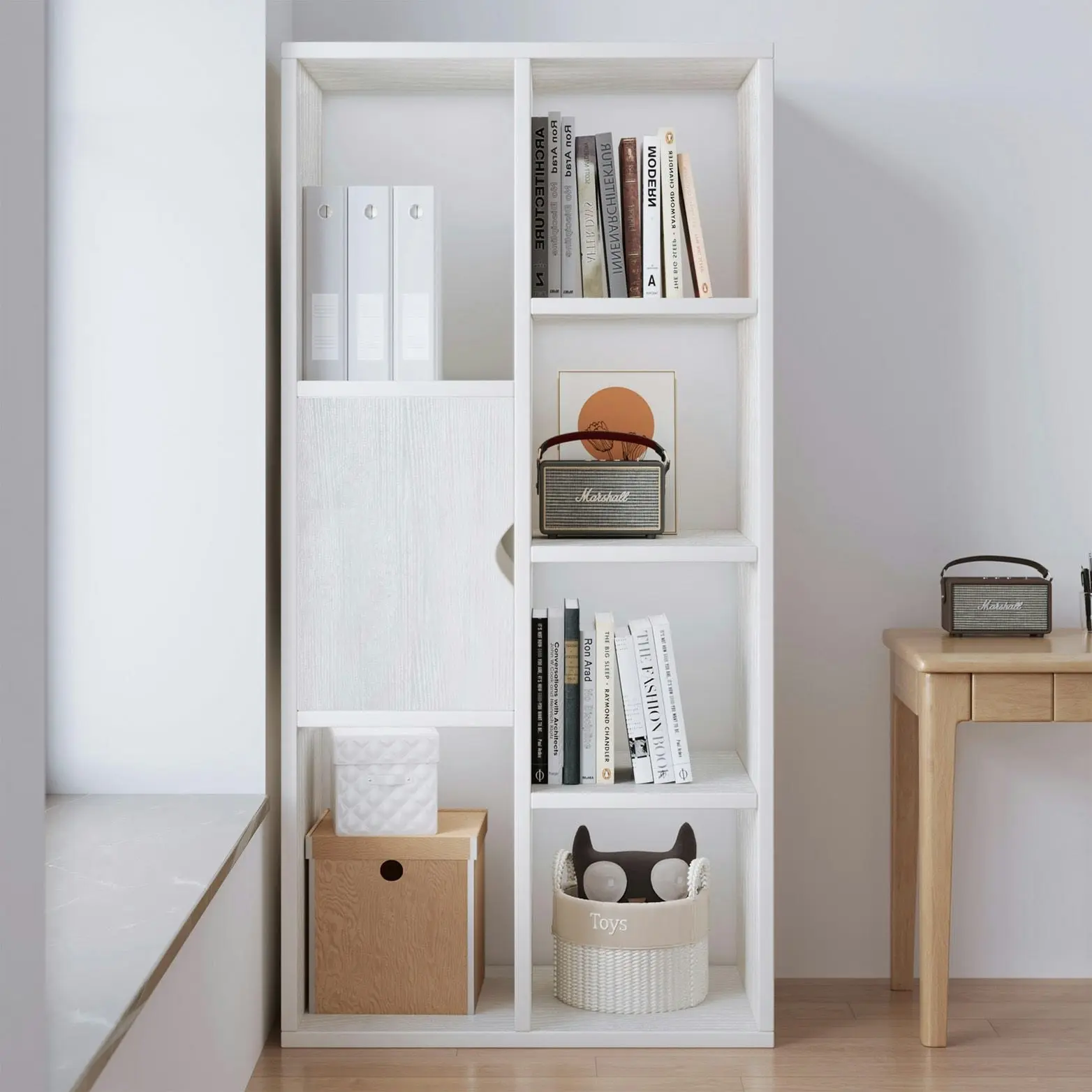 Aura Organizer Bookcase Storage Display Shelf Cabinet Closet (White)