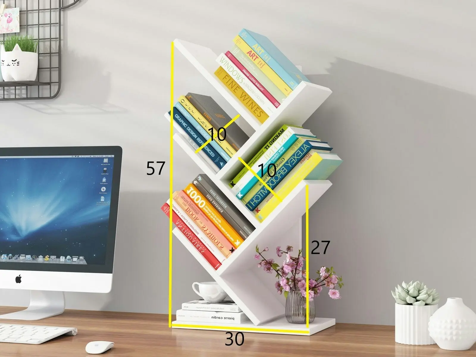 Resort 5 Shelving Bookshelf Display Cabinet Shelf Bookcase Desktop Organizer (White)