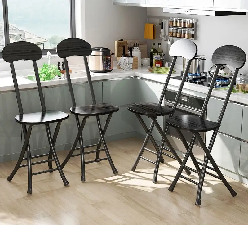 2 x Grace Steel and Wood Folding Chairs (Black)