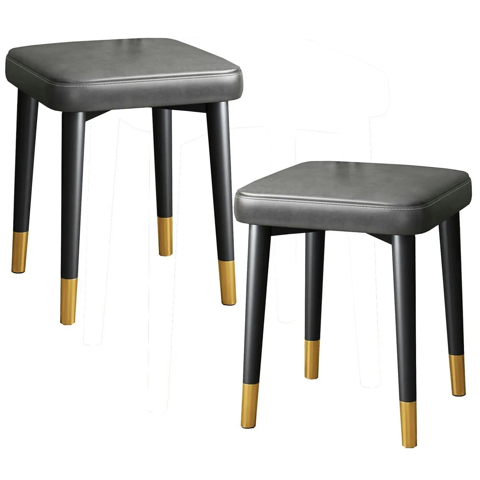 2 X Minimalist Faux Leather Dining Table Stool Padded Dressing Stool