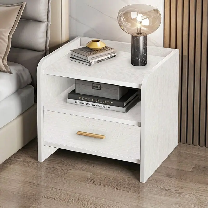 Serene Bedside Table Nightstand with Drawer (White)