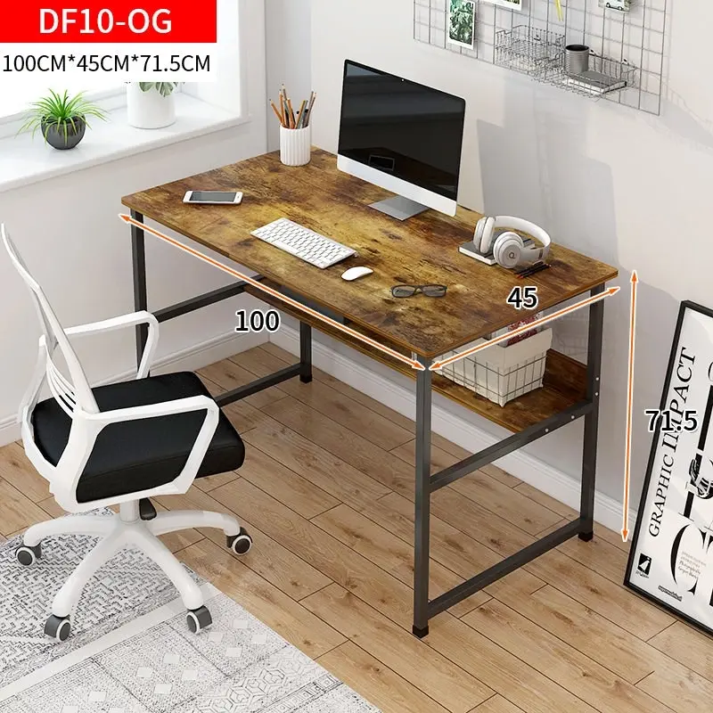 Studio Rustic Wood & Metal Computer Desk with Shelf