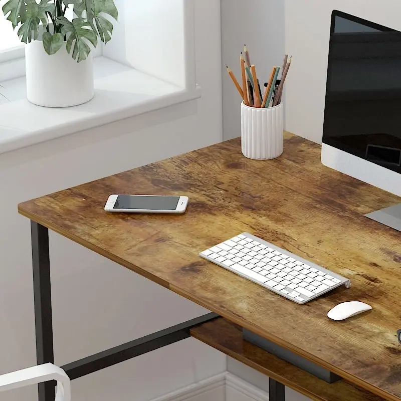 Studio Rustic Wood & Metal Computer Desk with Shelf