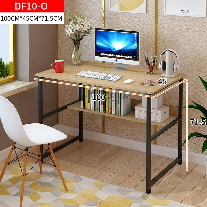 Studio Wood & Metal Computer Desk with Shelf (Oak)