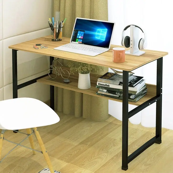 Studio Wood & Metal Computer Desk with Shelf (Oak)