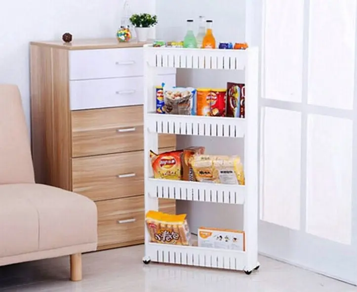 Smart Space 4 Level Side Bottle Storage Shelf with Wheels