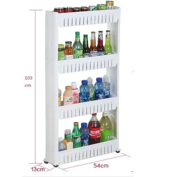 Smart Space 4 Level Side Bottle Storage Shelf with Wheels