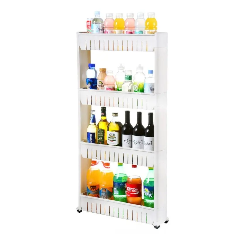 Smart Space 4 Level Side Bottle Storage Shelf with Wheels