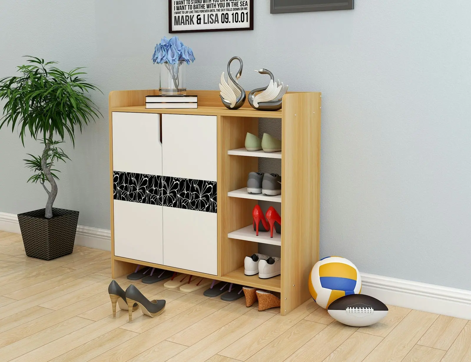 Avenue Deluxe Contemporary Wooden Shoe Storage Cabinet